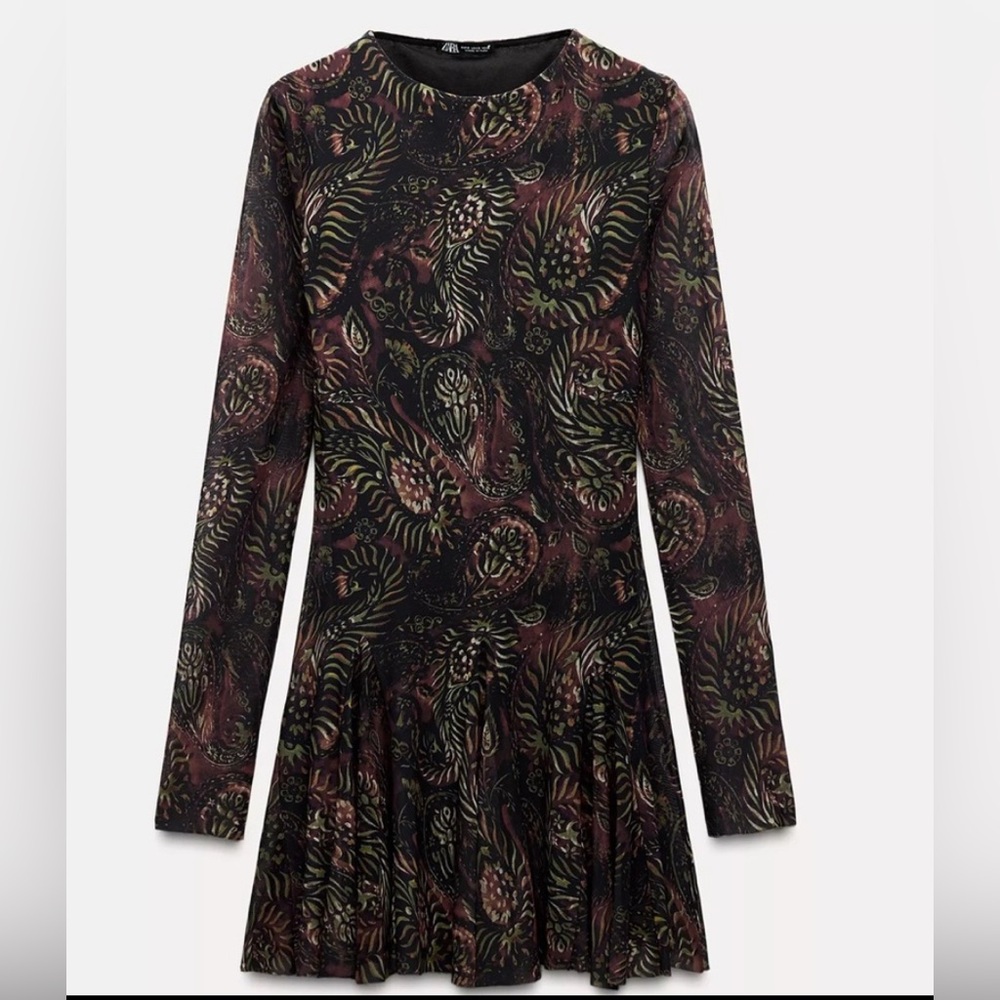 ZARA TULLE PRINTED MINI DRESS Elegant Multicolor 🤩NWT